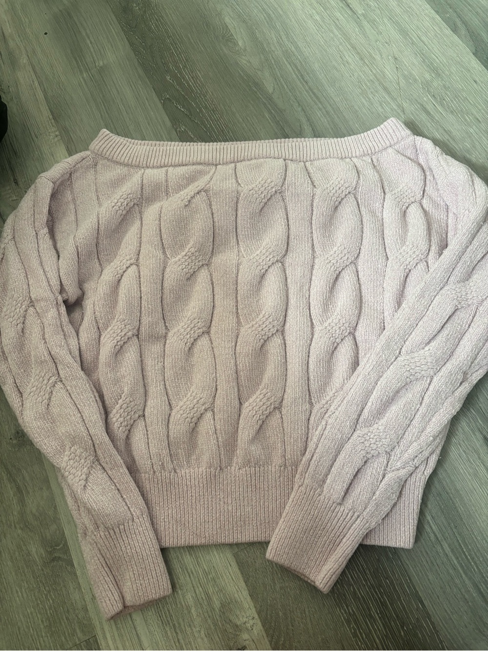 Garage Off-Shoulder Cable Knit Sweater - Light Lavender